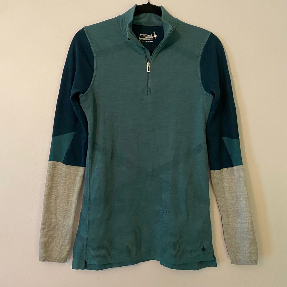 Smartwool Blue Quarter Zip Pullover Gorpcore Loungewear Wool Women's size Large